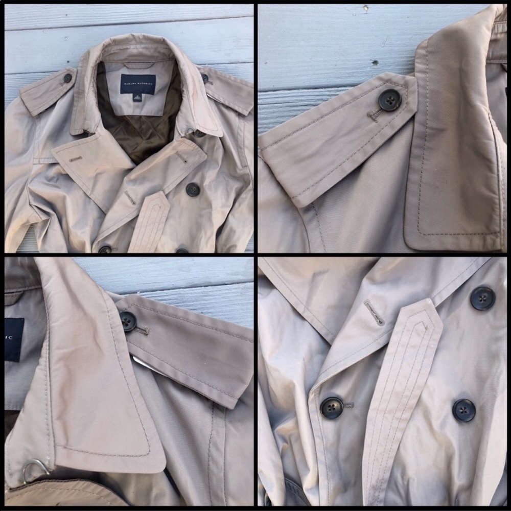 Banana Republic Taupe/Khaki belted trench coat M - Picture 4 of 7